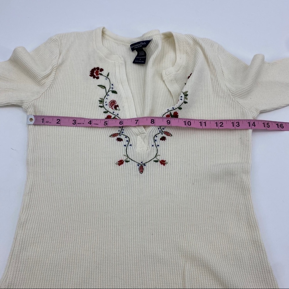 Abercrombie & Fitch vintage embroidered thermal crop top L 90's Y2K - Picture 6 of 7